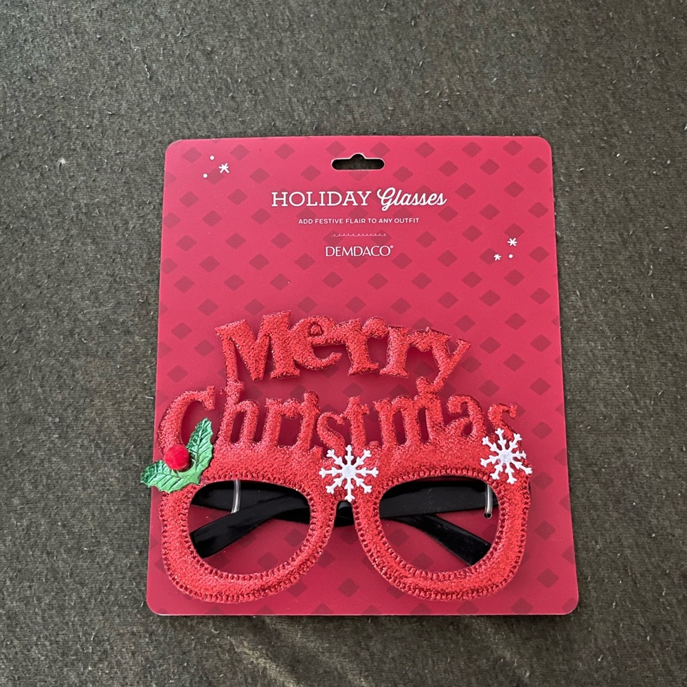 Demdaco Festive Red Merry Christmas Glasses